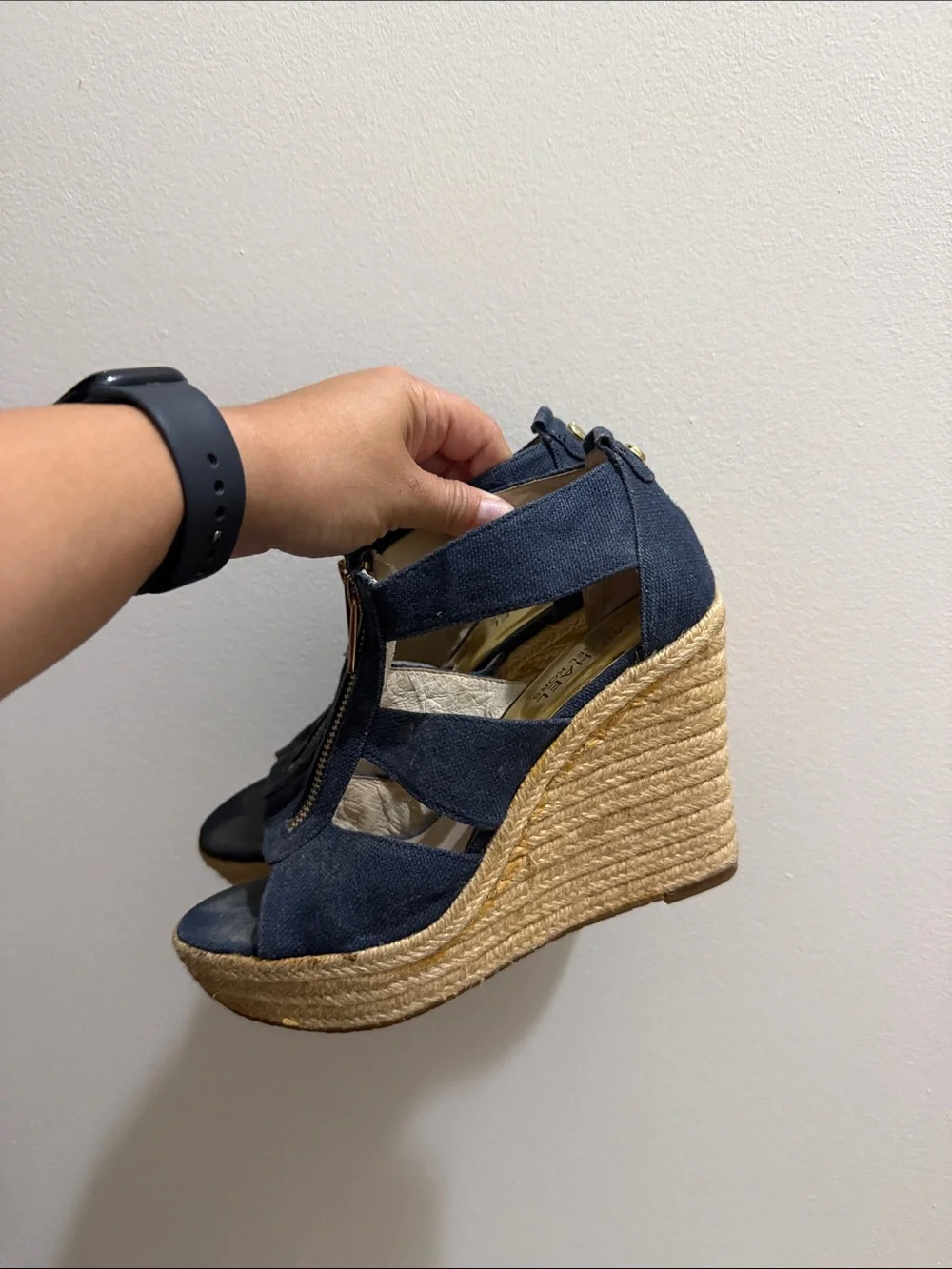 Michael Kors Navy Wedge Espadrille Sandals - Women